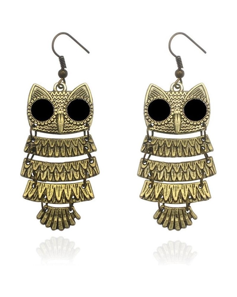 JeRy Fashion Vintage Style Big Black Eyes Owl Stud Earrings Multi-Layered Retro Exaggerated Earrings for Women B:Anti-gold $8...