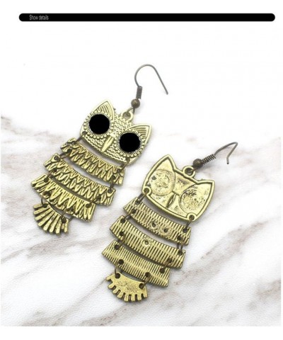 JeRy Fashion Vintage Style Big Black Eyes Owl Stud Earrings Multi-Layered Retro Exaggerated Earrings for Women B:Anti-gold $8...