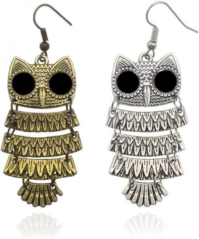 JeRy Fashion Vintage Style Big Black Eyes Owl Stud Earrings Multi-Layered Retro Exaggerated Earrings for Women B:Anti-gold $8...