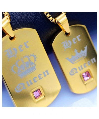 2 pc Gay or Lesbian Pride Dog Tag Titanium Necklaces Set His King Her Queen SN125 (Black, Gold) Gold Her Queen $10.31 Necklaces