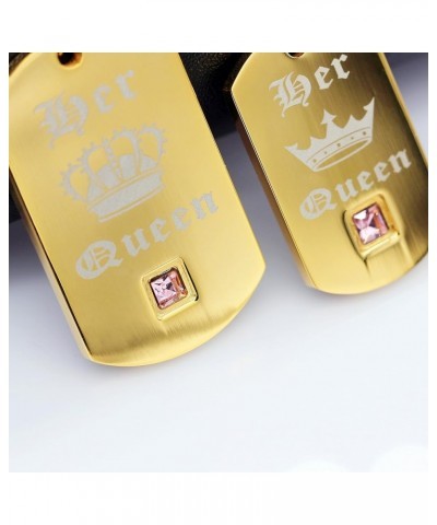 2 pc Gay or Lesbian Pride Dog Tag Titanium Necklaces Set His King Her Queen SN125 (Black, Gold) Gold Her Queen $10.31 Necklaces