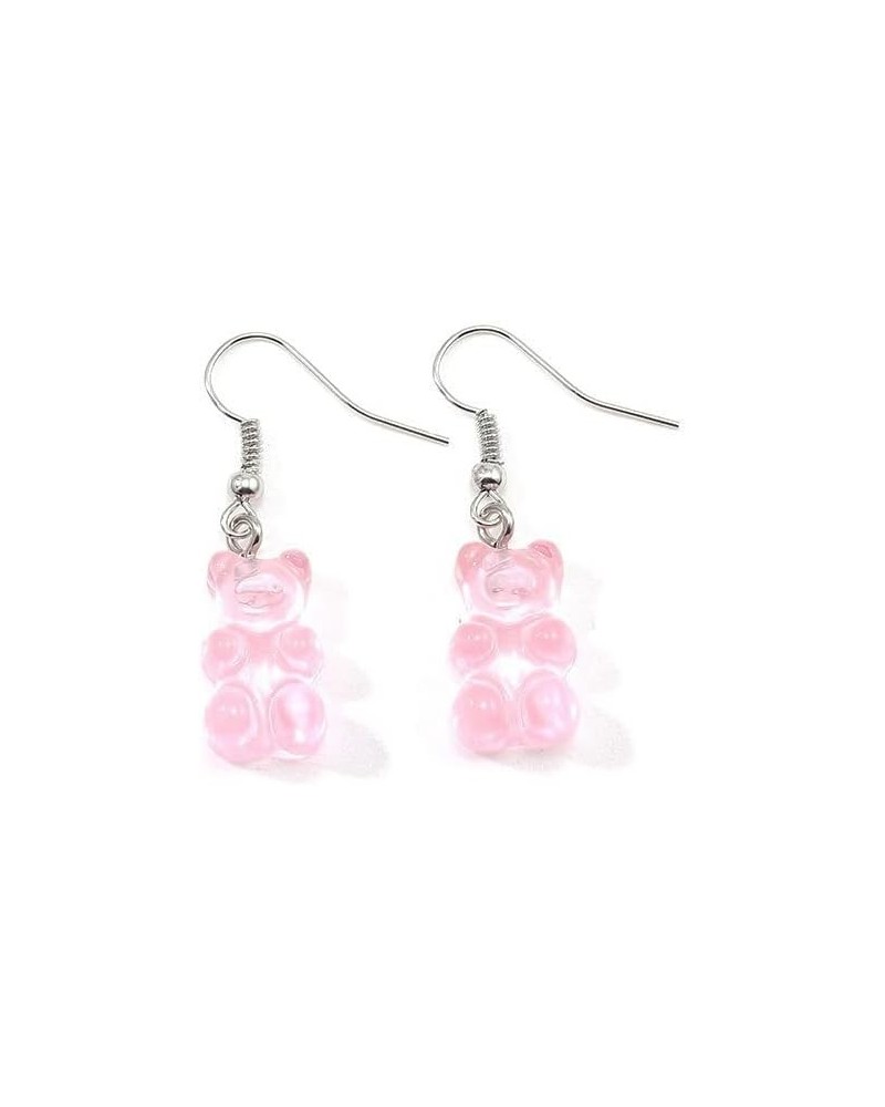 Creative Lovely Mini Gummy Bear Earrings Simple Cartoon Design Female Ear Hooks Dangle Accessories Gift,Clear Pink $5.71 Earr...