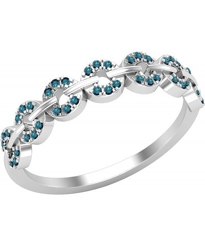 Round Diamond or Gemstone Seven Hollow Circle Outline Stackable Band for Women | Available in 10K/14K/18K Gold Blue Diamond i...