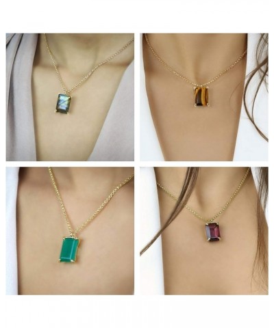 Choose Your Natural Gemstone Pendant With Chain 18k Gold Plated Beautiful Fashion jewelry Necklace For Girls and Womens Natur...