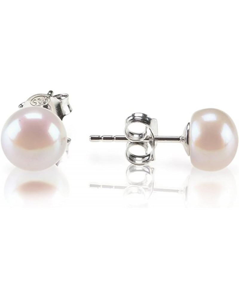 Sterling Silver, 14K Gold Plated, AAA+ Quality Handpicked Freshwater Cultured Stud Pearl Earrings White Gold 7.5mm $15.93 Ear...