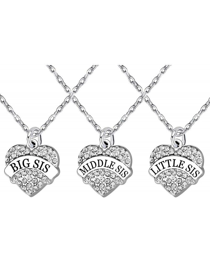 Crystal Sister Necklace Set Big Middle Little Baby Sister for Women Girl 9 Style 3 Colors Clear Big/Middle/Little Sister $8.0...