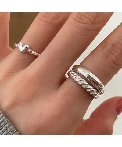 Gold Chunky Rings for Women Adjustable Silver Statement Rings Ball Dome Teardrop Rings Bold Wide Ring Thick Silver Rings Open...