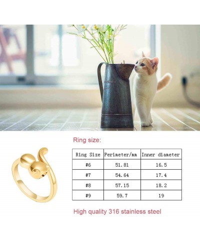 Cremation Ring for Ashes Engravable Urn Memorial Jewelry Stainless Steel Cute Cat Design Ashes Holder Charm Keepsake 6 7 8 9 ...