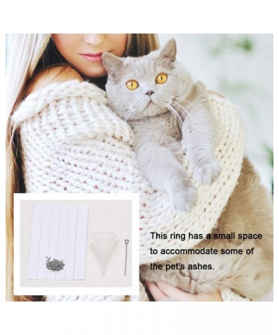 Cremation Ring for Ashes Engravable Urn Memorial Jewelry Stainless Steel Cute Cat Design Ashes Holder Charm Keepsake 6 7 8 9 ...