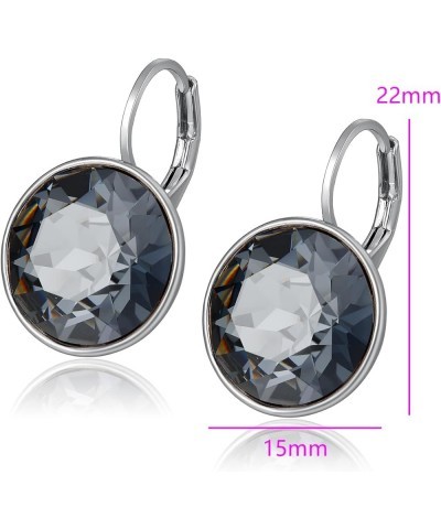 Round Crystal Leverback Earrings Sparkly Elegant Austrian Crystals 18K Platinum Plated Hypoallergenic Delicate Jewelry Gifts ...