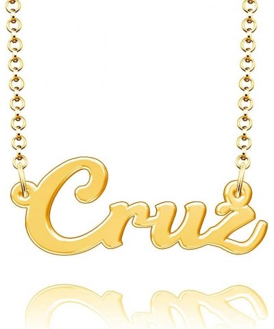 Cruz Name Necklace Sterling Silver Plated Custom Made of Last Name Personalized Gift for Family Font9-Gold $14.39 Necklaces