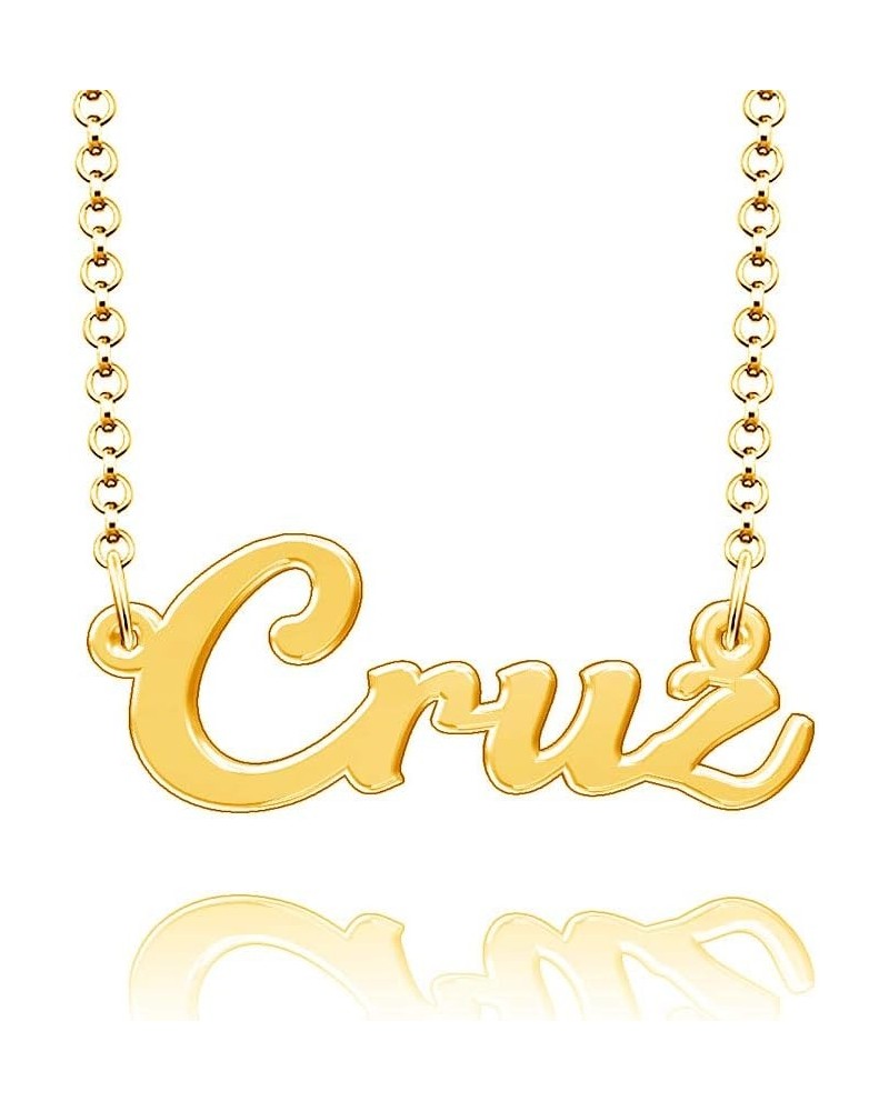 Cruz Name Necklace Sterling Silver Plated Custom Made of Last Name Personalized Gift for Family Font9-Gold $14.39 Necklaces