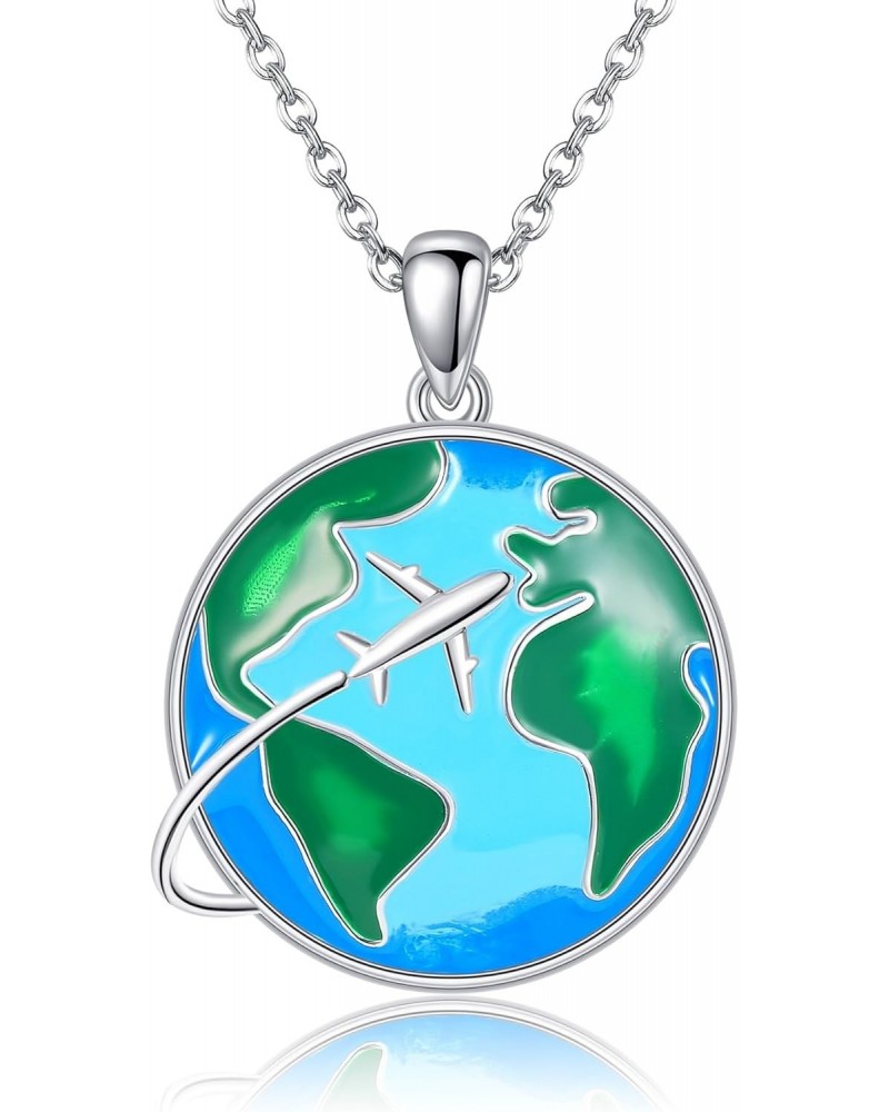 Airplane Necklace Sterling Silver Flight Attendants Gift Pilot Jewelry Gift For Women Men $15.94 Necklaces