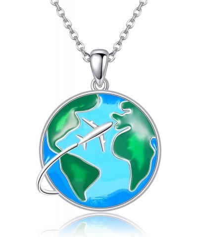 Airplane Necklace Sterling Silver Flight Attendants Gift Pilot Jewelry Gift For Women Men $15.94 Necklaces