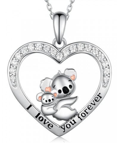 Koala Necklaces for Women 925 Sterling Silver Heart Koala Mother & Child Necklace Cute Animal Mother and Daughter Jewelry Gif...