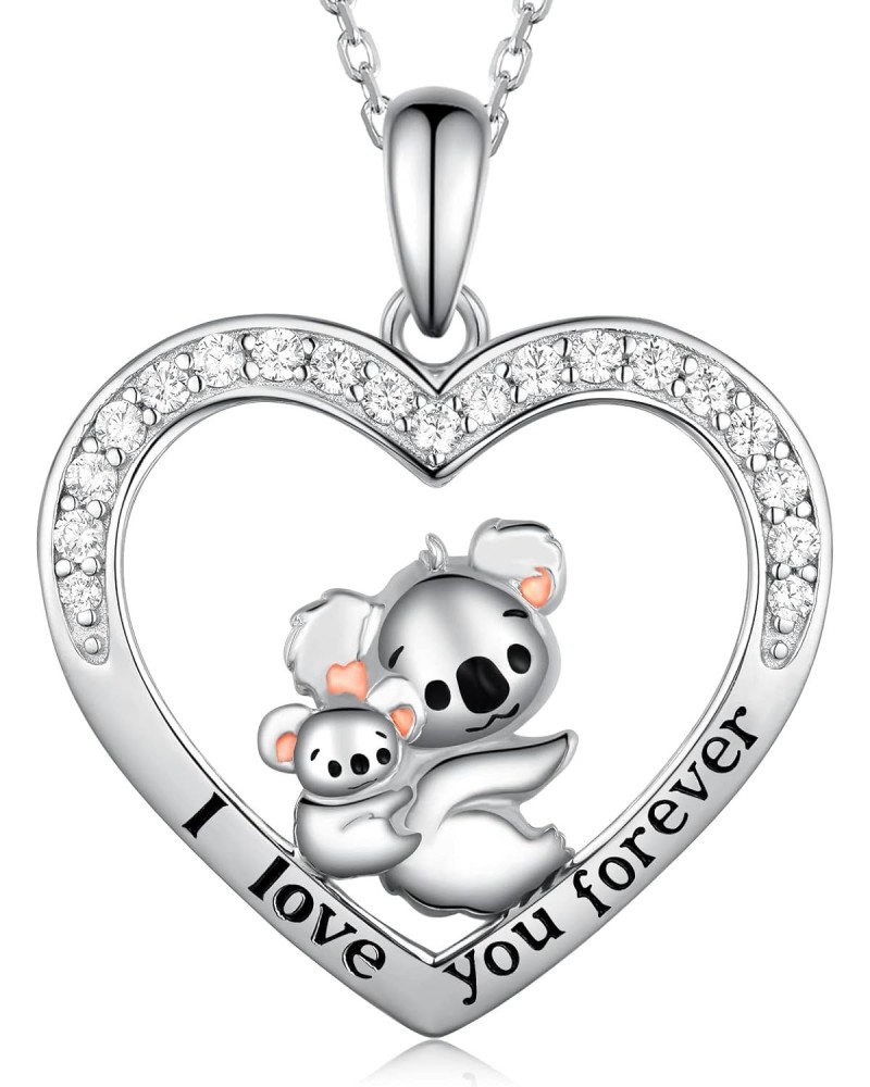 Koala Necklaces for Women 925 Sterling Silver Heart Koala Mother & Child Necklace Cute Animal Mother and Daughter Jewelry Gif...