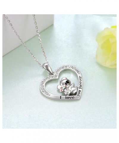 Koala Necklaces for Women 925 Sterling Silver Heart Koala Mother & Child Necklace Cute Animal Mother and Daughter Jewelry Gif...