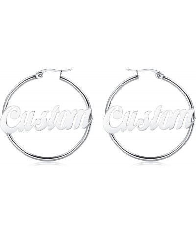 Personalized Stainless Steel Africa Map Shape Earring Hoop Earring Inside with Name Mother's Day Thanksgiving Day Christmas G...