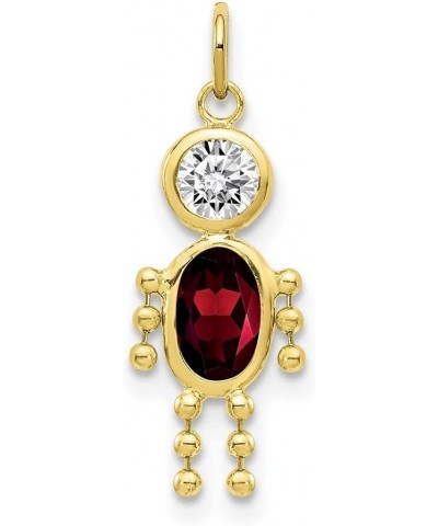 10K Yellow Gold January Birthstone Boy Charm Pendant for Women (L- 0.79 Inch, W- 0.4 Inch) $26.65 Pendants