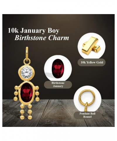 10K Yellow Gold January Birthstone Boy Charm Pendant for Women (L- 0.79 Inch, W- 0.4 Inch) $26.65 Pendants