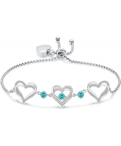 Cremation Jewelry Heart Urn Bracelet for Ashes for Women Girls Cremation Link Memorial Bracelet Silver-Light Blue $12.25 Others