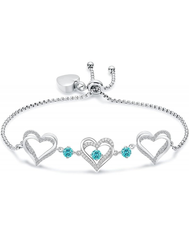 Cremation Jewelry Heart Urn Bracelet for Ashes for Women Girls Cremation Link Memorial Bracelet Silver-Light Blue $12.25 Others