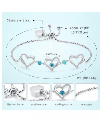 Cremation Jewelry Heart Urn Bracelet for Ashes for Women Girls Cremation Link Memorial Bracelet Silver-Light Blue $12.25 Others