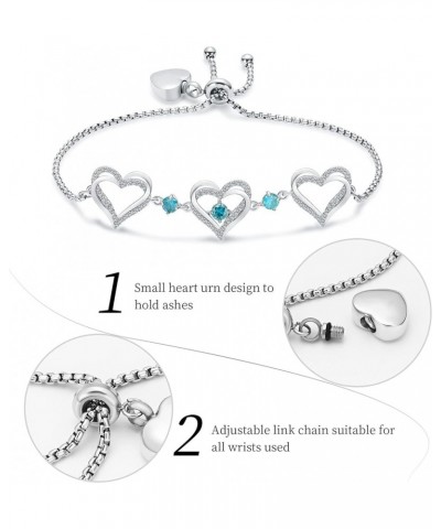 Cremation Jewelry Heart Urn Bracelet for Ashes for Women Girls Cremation Link Memorial Bracelet Silver-Light Blue $12.25 Others