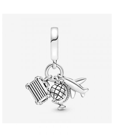 Airplane, Globe & Suitcase Dangle Charm Fit Women Bracelet Necklaces Fashion Gifts 925 Sterling Silver DIY Jewelry $6.35 Brac...