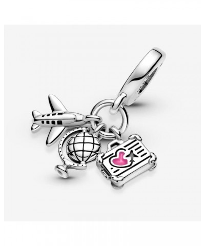 Airplane, Globe & Suitcase Dangle Charm Fit Women Bracelet Necklaces Fashion Gifts 925 Sterling Silver DIY Jewelry $6.35 Brac...