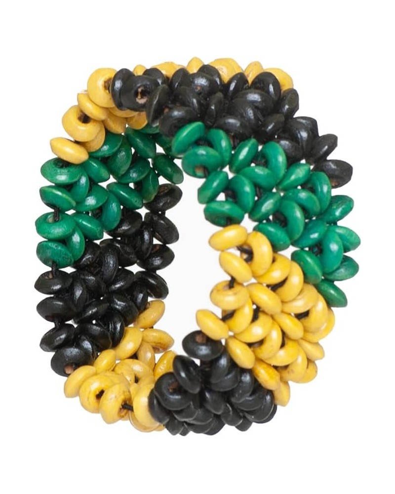 Patriotic Jamaica Flag Wooden Bead Stretch Bracelet Armband Bangle $10.61 Bracelets