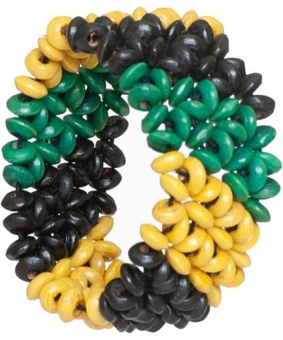 Patriotic Jamaica Flag Wooden Bead Stretch Bracelet Armband Bangle $10.61 Bracelets