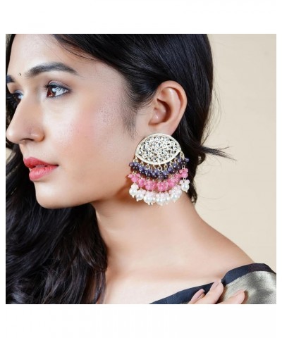 Ethnic Chandelier Kundan Indian Pakistani Earrings For Women, Aluminum Comfortable Chandbali Jumkha Jewelry TURQOISE $17.35 E...