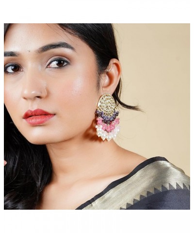 Ethnic Chandelier Kundan Indian Pakistani Earrings For Women, Aluminum Comfortable Chandbali Jumkha Jewelry TURQOISE $17.35 E...