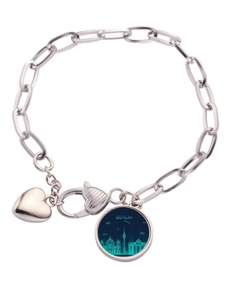 Germany Berlin Landmark Architecture Heart Chain Bracelet Jewelry Charm Fashion $12.71 Bracelets