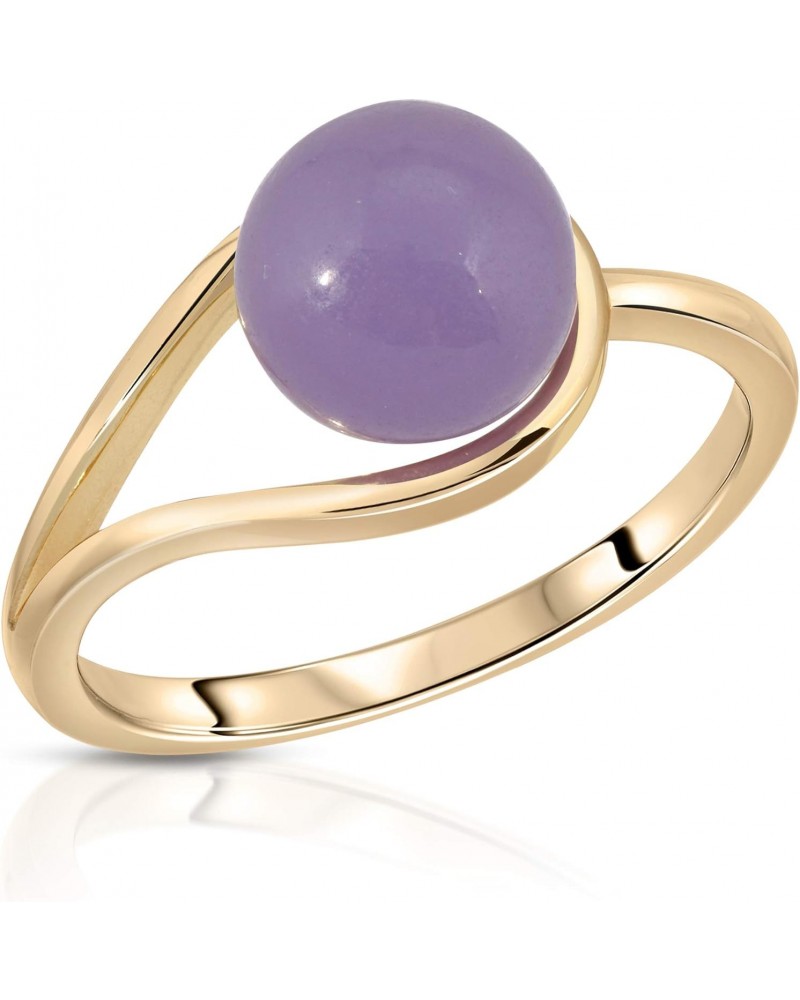 8mm Green and Lavender Genuine Jade Ring Set in Gold Plated Sterling Silver $24.56 Rings