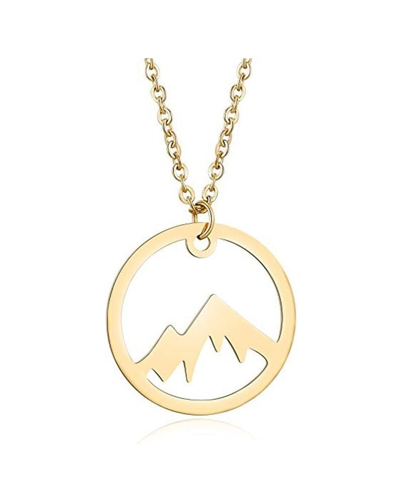 Snowy Mountain Necklace for Outdoor Lovers Hiking Climbing Jewelry The Mountains Are Calling Necklace Gold $8.75 Necklaces