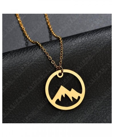 Snowy Mountain Necklace for Outdoor Lovers Hiking Climbing Jewelry The Mountains Are Calling Necklace Gold $8.75 Necklaces