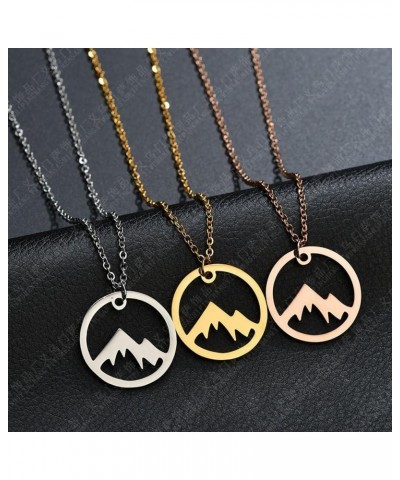 Snowy Mountain Necklace for Outdoor Lovers Hiking Climbing Jewelry The Mountains Are Calling Necklace Gold $8.75 Necklaces