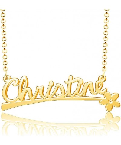 24k Gold Plated Flower Personalized Nameplate Custom Name Necklace Christine $12.65 Necklaces