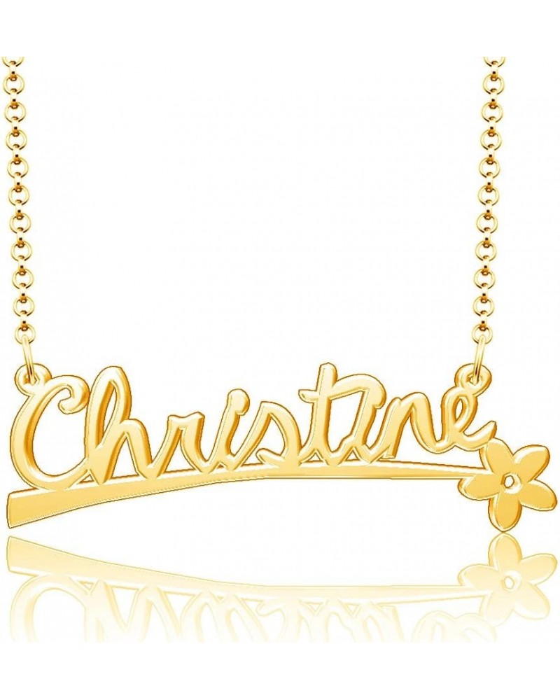 24k Gold Plated Flower Personalized Nameplate Custom Name Necklace Christine $12.65 Necklaces