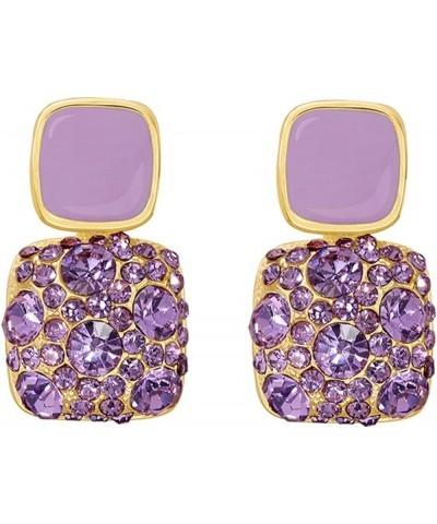 Delicate Rhinestone Drop Dangle Earrings Sparkling Geometric Stud Earrings For Women Girls Purple $7.07 Earrings