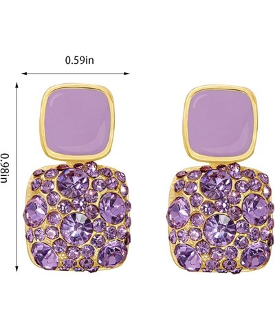 Delicate Rhinestone Drop Dangle Earrings Sparkling Geometric Stud Earrings For Women Girls Purple $7.07 Earrings