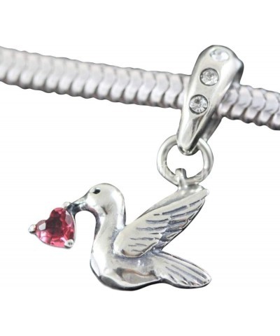 1pc Authentic Sterling Silver Hypoallergenic Dangle Cubic Zirconia CZ Diamond Freedom Lover Bird Birthstone Charm Fit Pandora...