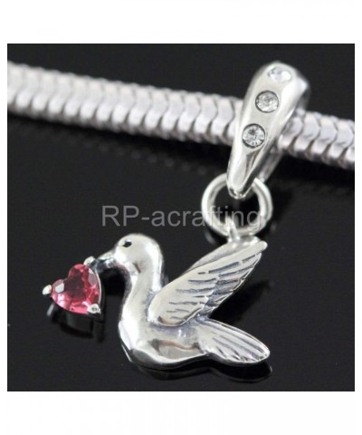 1pc Authentic Sterling Silver Hypoallergenic Dangle Cubic Zirconia CZ Diamond Freedom Lover Bird Birthstone Charm Fit Pandora...