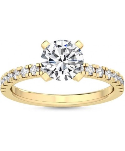 1-5 Carat (ctw) White Gold Round Cut LAB GROWN Diamond Hidden Halo Engagement Ring (Color D-E Clarity VS1-VS2) 5.0 Yellow Gol...