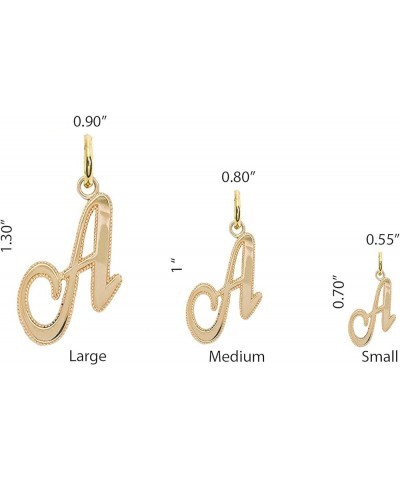 Solid 14k Gold Personalized Cursive-Style"A-Z" Initial Pendant (Size S/M/L) Large (E) White Gold $66.70 Pendants