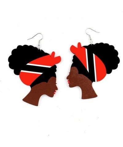 Caribbean Flag Drop Earrings for Black and Brown Skin Women | Afro Wood Dangle Earrings | Christmas Gift | Jamaica Barbados A...