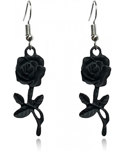 Simulated 3D Red Coral Carved Rose Flower Tassel Dangle Drop Earrings for Women Girls Jewelry Vintage black $7.40 Earrings