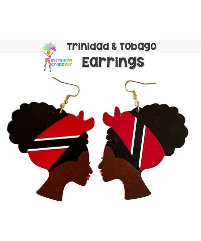 Caribbean Flag Drop Earrings for Black and Brown Skin Women | Afro Wood Dangle Earrings | Christmas Gift | Jamaica Barbados A...